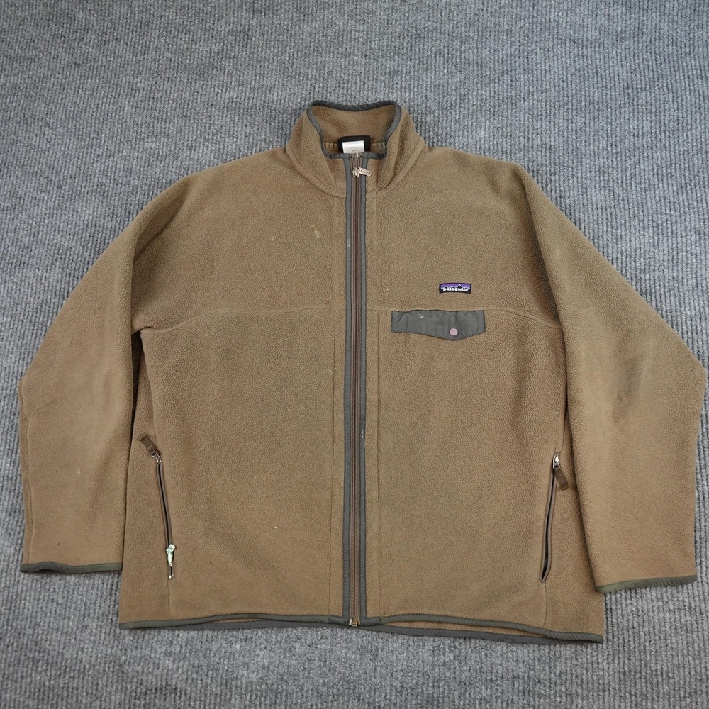 Vintage Patagonia Synchilla Jacket Mens XL Brown Full Zip Fleece Snap Pocket